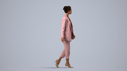 realistic 3D people woman business walking, render-ready for V-Ray and Corona, FBX OBJ, side view render