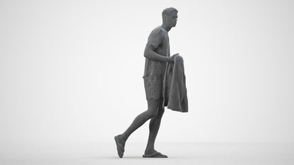scanned 3D man walking, photogrammetry people for Enscape and V-Ray, wireframe side view