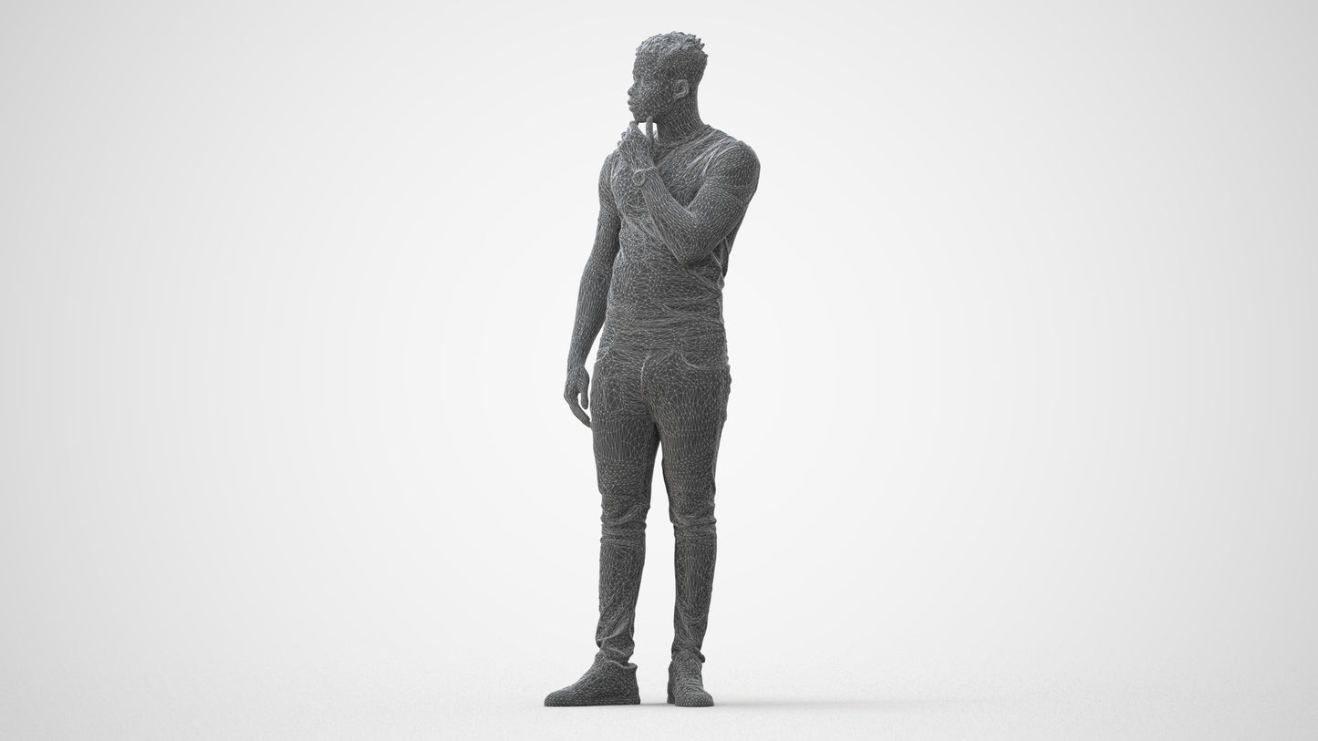 3D human model man casual standing, photogrammetry scanned person for archviz, square thumbnail