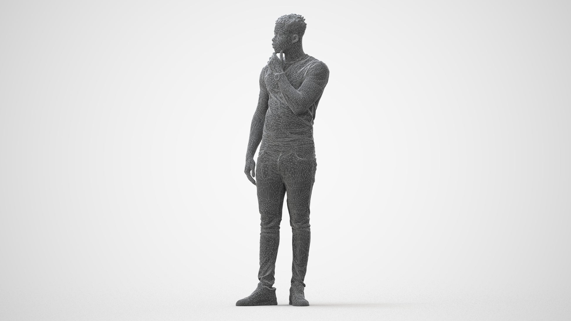 3D human model man casual standing, photogrammetry scanned person for archviz, square thumbnail