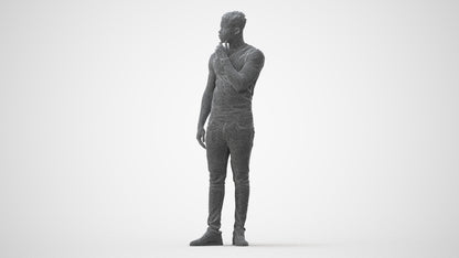 3D human model man casual standing, photogrammetry scanned person for archviz, square thumbnail