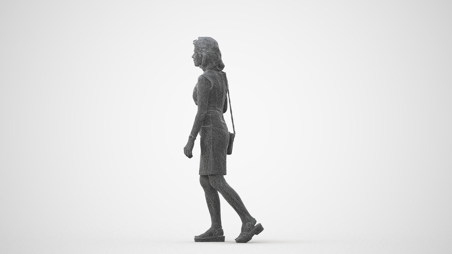 realistic 3D people woman business walking, render-ready for V-Ray and Corona, FBX OBJ, square thumbnail