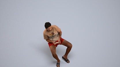 realistic 3D human man casual sitting, archviz people FBX OBJ for Blender, back view render