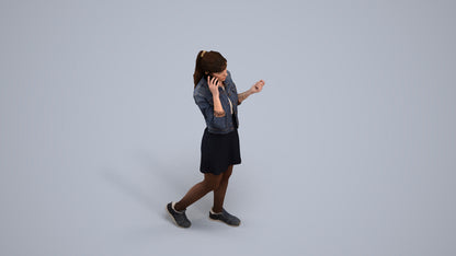 realistic 3D people woman casual walking, render-ready for V-Ray and Corona, FBX OBJ, back view render