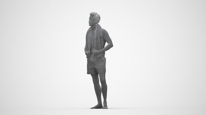realistic 3D man sport pool, scanned archviz people for Blender and 3ds Max, wireframe back view