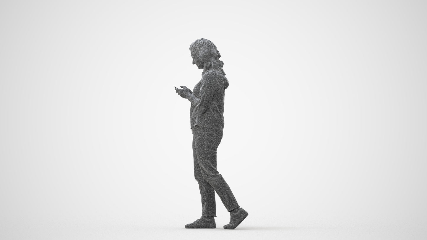 3D people model woman casual walking, scanned human for 3ds Max rendering, square thumbnail