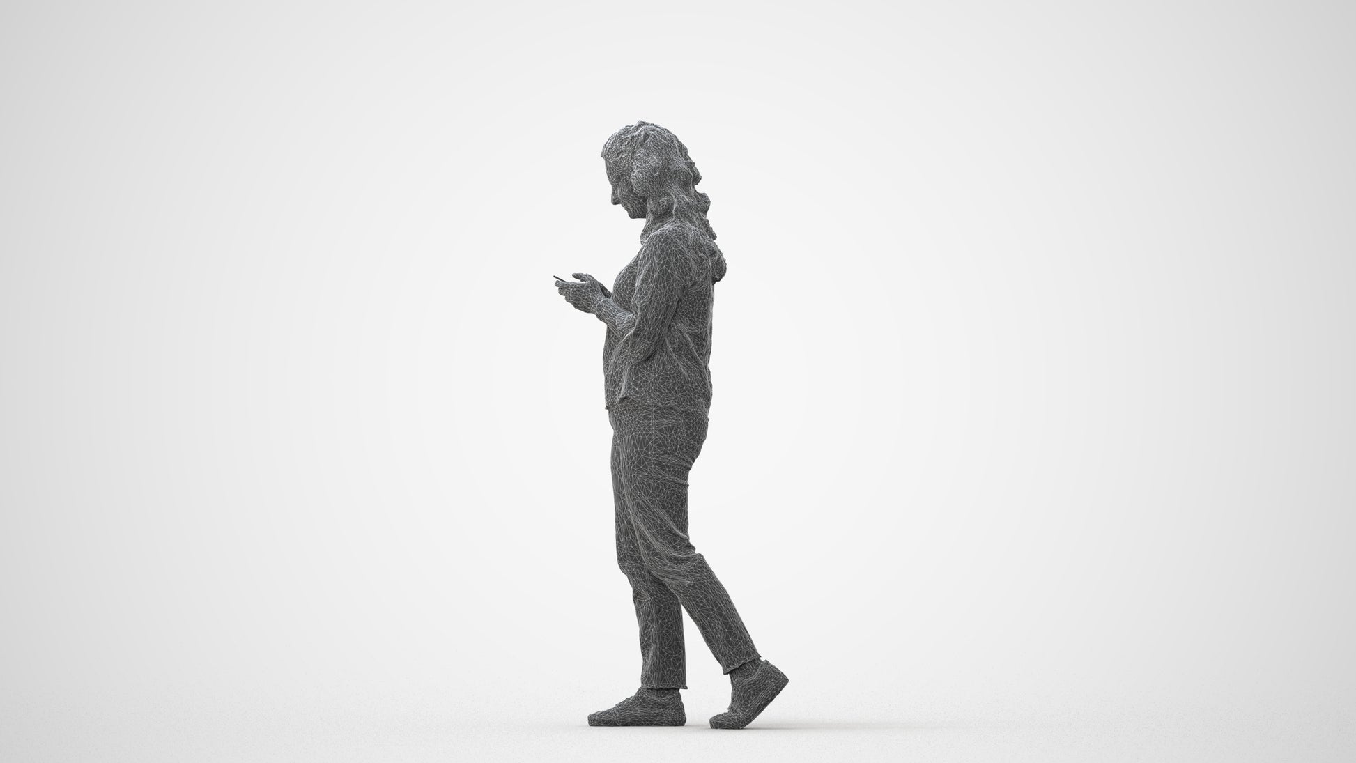 3D people model woman casual walking, scanned human for 3ds Max rendering, square thumbnail