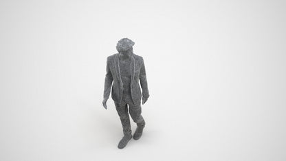 photogrammetry 3D man casual business, realistic human model archviz FBX, wireframe three-quarter view