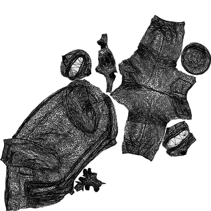 3D scanned man standing casual, photorealistic archviz people for Enscape and SketchUp, wireframe top-down view