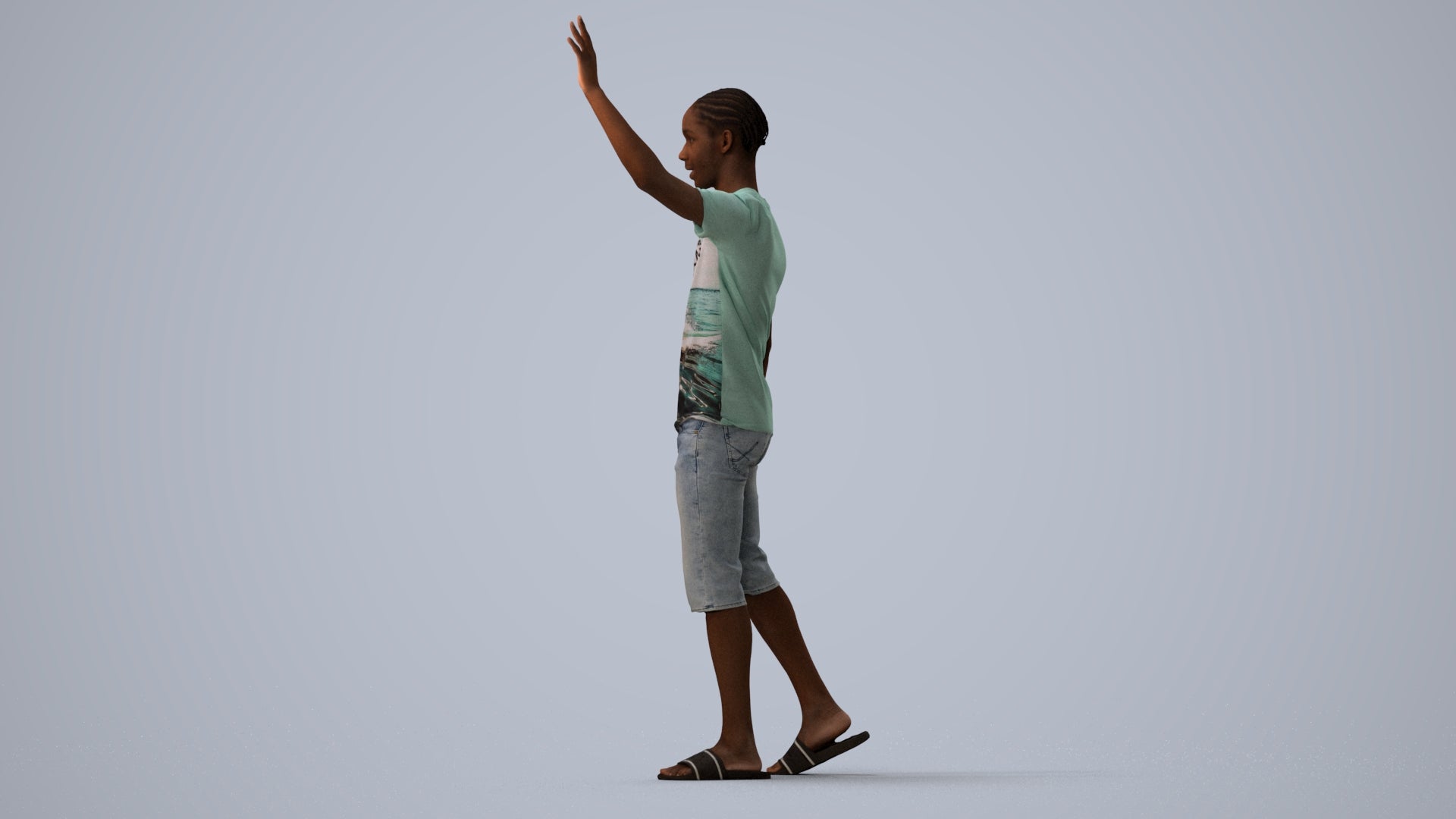 realistic 3D human boy casual kids, archviz people FBX OBJ for Blender, three-quarter view render