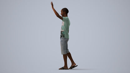 realistic 3D human boy casual kids, archviz people FBX OBJ for Blender, three-quarter view render