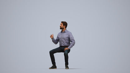 realistic 3D man business sitting, scanned archviz people for Blender and 3ds Max, top-down view render