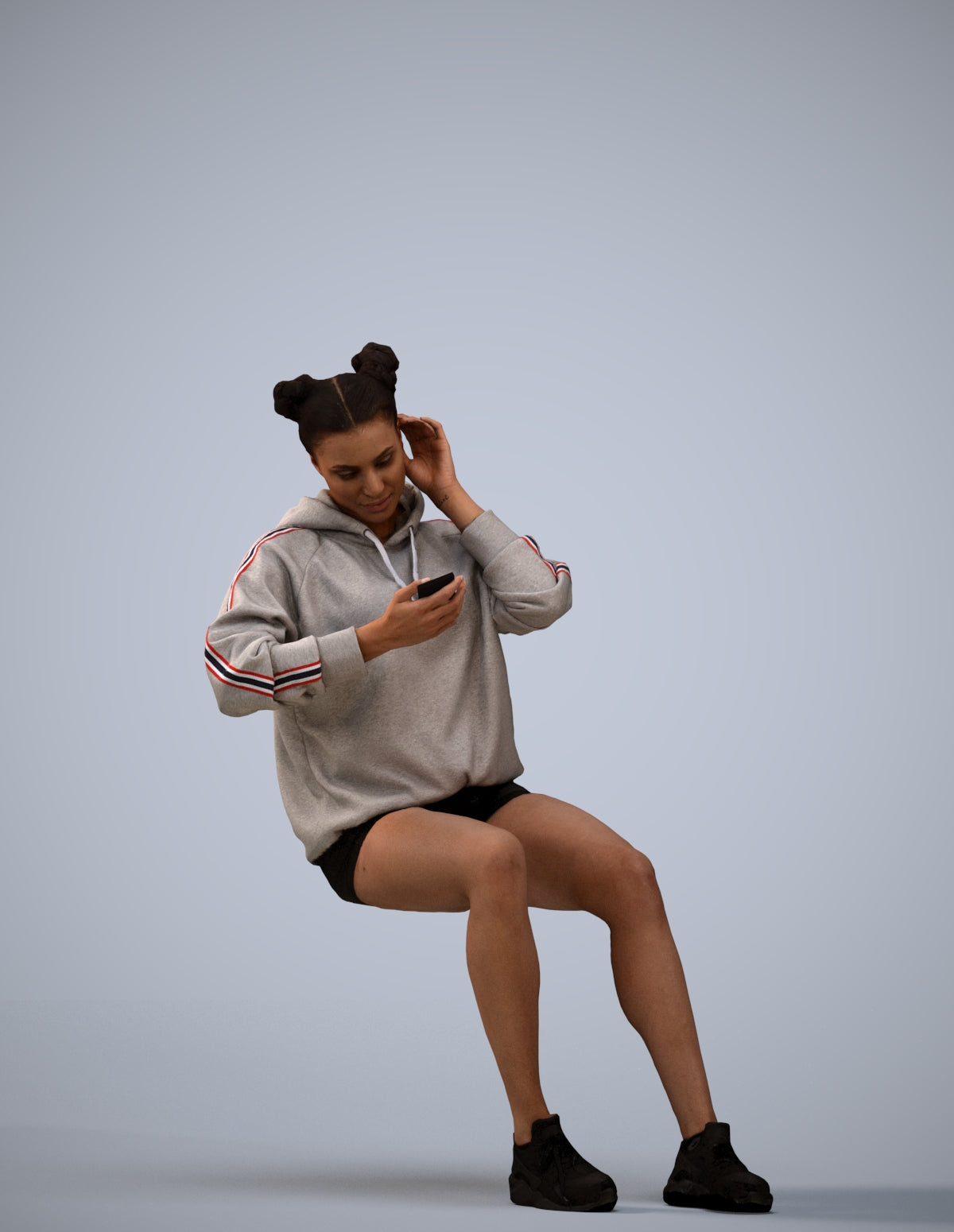 realistic 3D human woman casual sitting, archviz people FBX OBJ for Blender