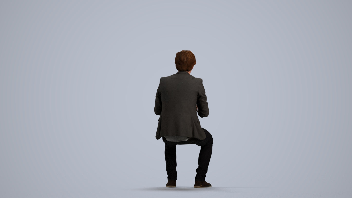 scanned 3D man business, photogrammetry people for Enscape and V-Ray, front view render