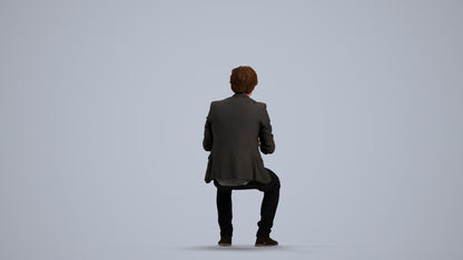 scanned 3D man business, photogrammetry people for Enscape and V-Ray, front view render
