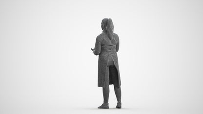 realistic 3D woman hospitality, scanned archviz people for Blender and 3ds Max, wireframe front view