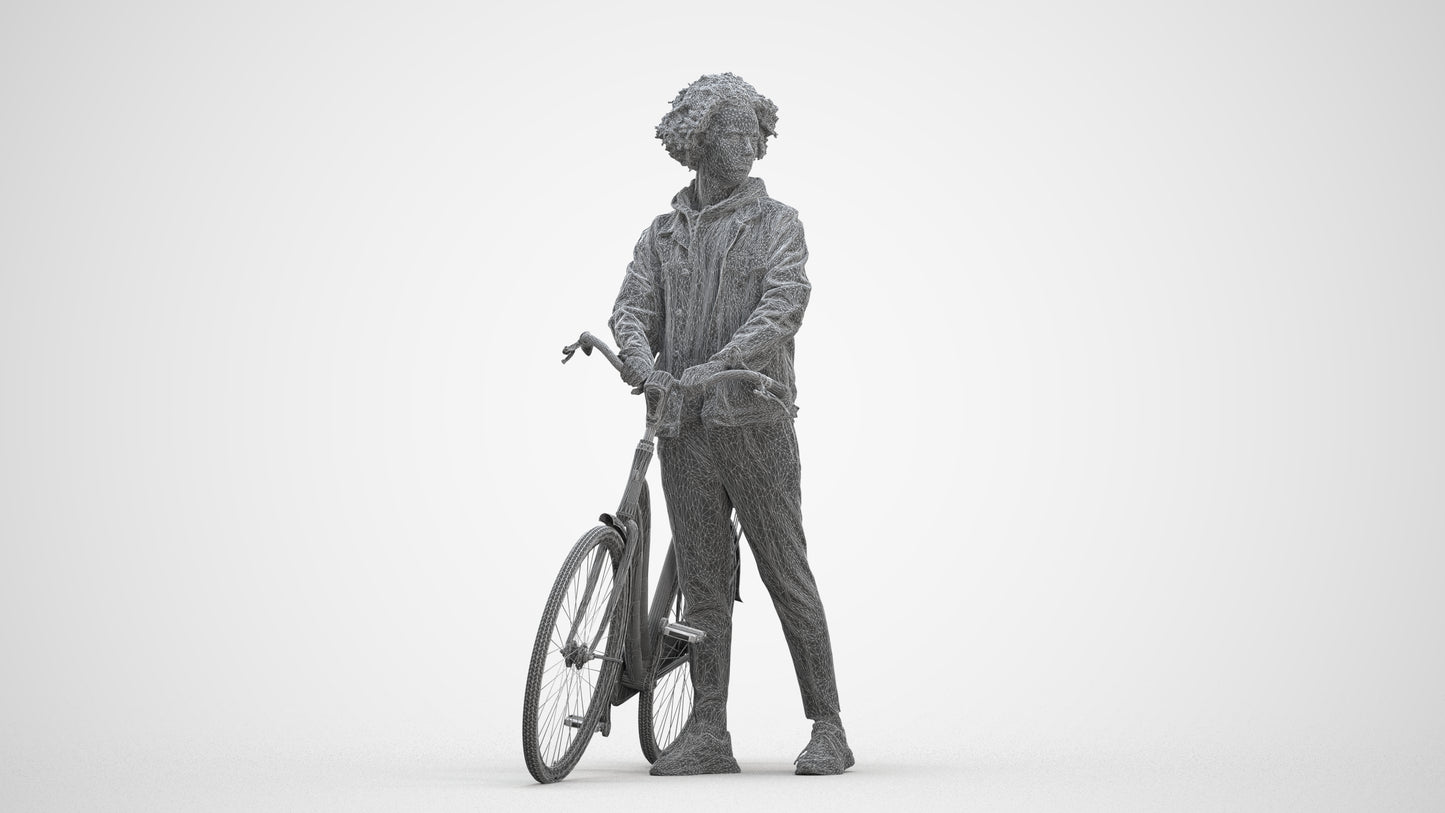 photogrammetry 3D man casual shopping, realistic human model archviz FBX, three-quarter front view render