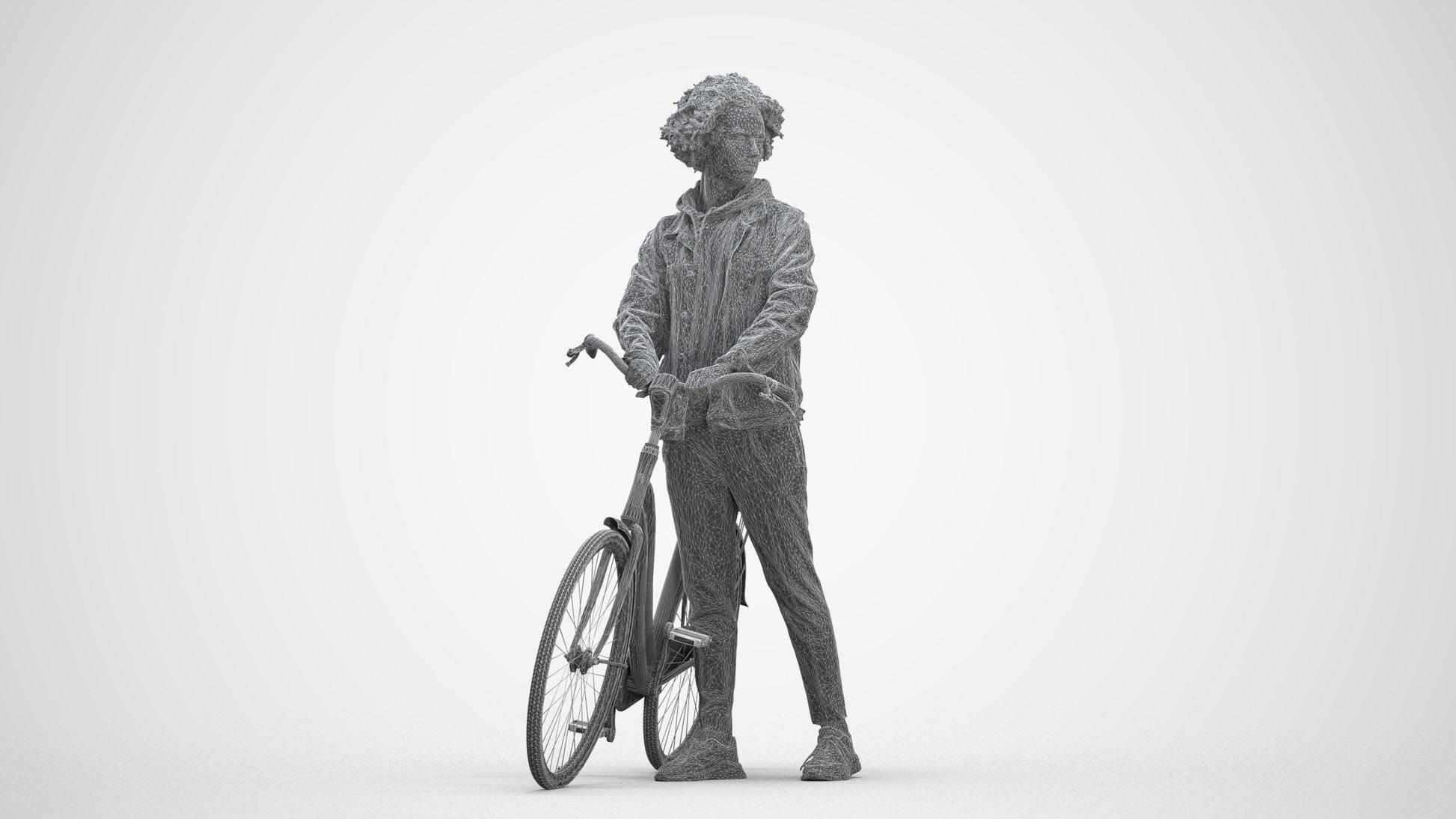 photogrammetry 3D man casual shopping, realistic human model archviz FBX, three-quarter front view render