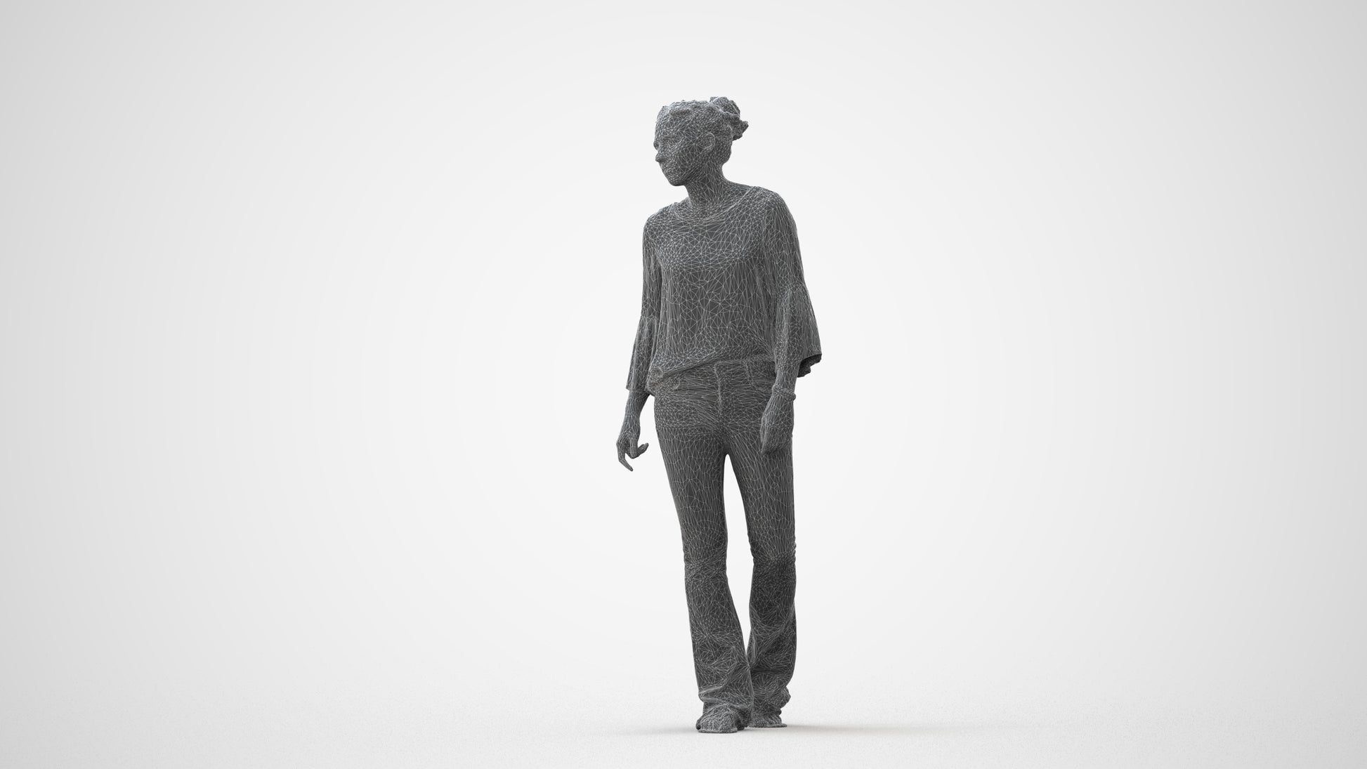 realistic 3D people woman casual walking, render-ready for V-Ray and Corona, FBX OBJ, square thumbnail
