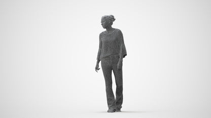 realistic 3D people woman casual walking, render-ready for V-Ray and Corona, FBX OBJ, square thumbnail