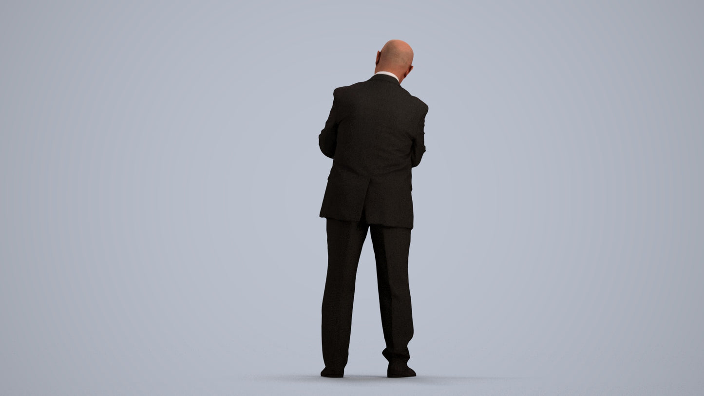 scanned 3D man business mix, photogrammetry people for Enscape and V-Ray, front view render