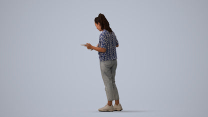 scanned 3D woman casual standing, photogrammetry people for Enscape and V-Ray, three-quarter view render