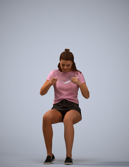 3D scanned girl kids casual, photorealistic archviz people for Enscape and SketchUp