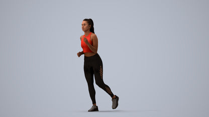 scanned 3D woman sport, photogrammetry people for Enscape and V-Ray, three-quarter view render