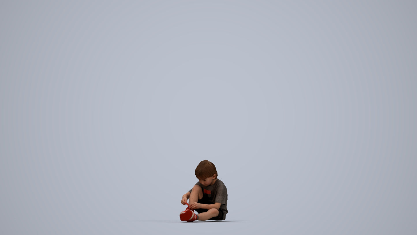 realistic 3D people boy casual kids, render-ready for V-Ray and Corona, FBX OBJ, top-down view render