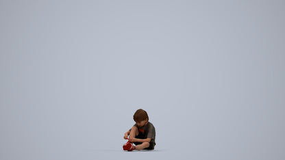 realistic 3D people boy casual kids, render-ready for V-Ray and Corona, FBX OBJ, top-down view render
