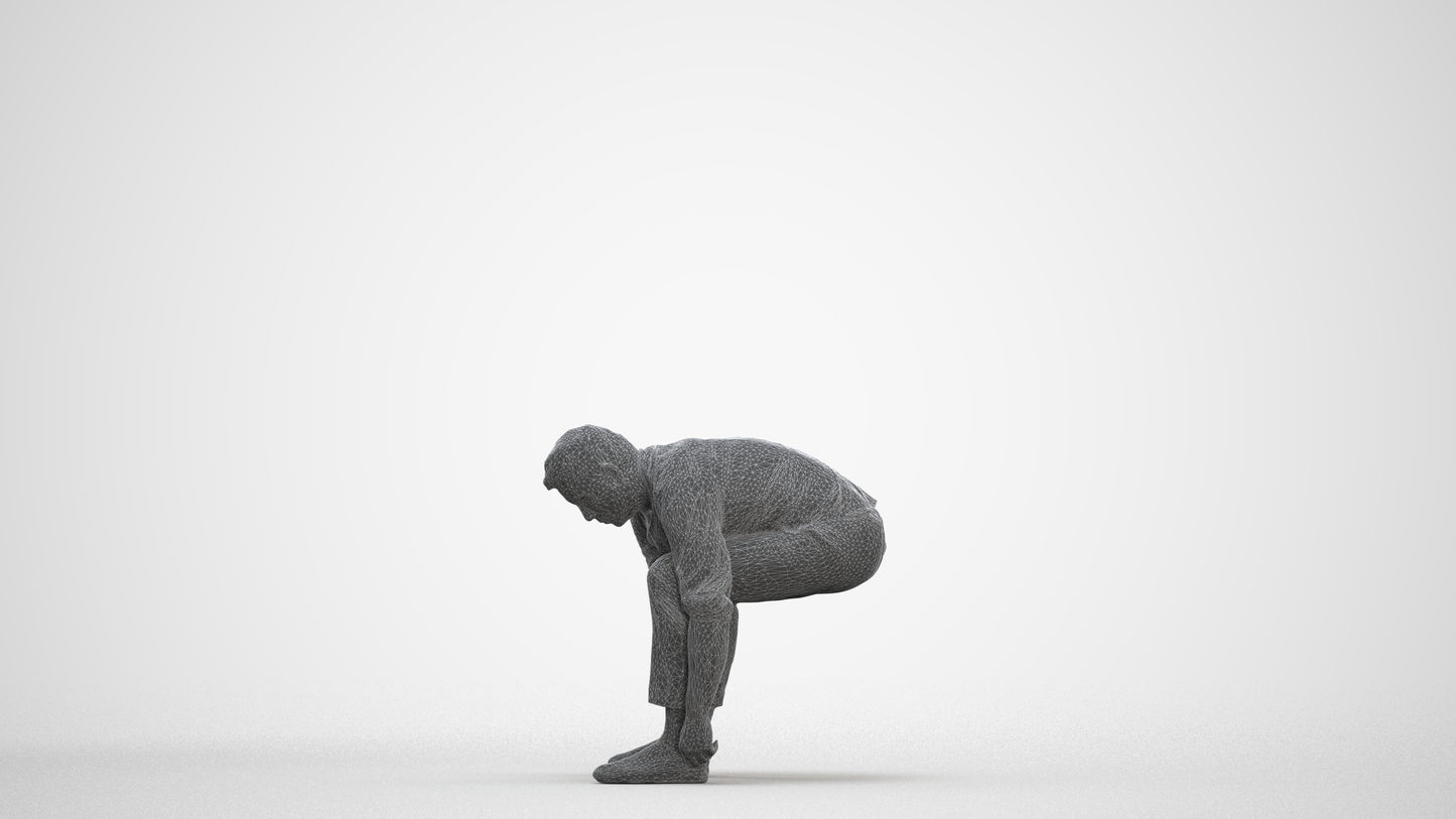 3D scanned man sitting casual, photorealistic archviz people for Enscape and SketchUp, three-quarter front view render