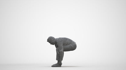 3D scanned man sitting casual, photorealistic archviz people for Enscape and SketchUp, three-quarter front view render