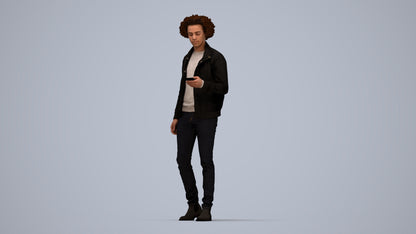 photogrammetry 3D man casual standing, realistic human model archviz FBX, top-down view render
