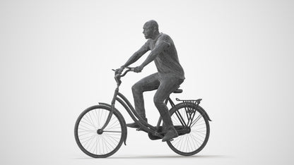 realistic 3D man casual cycling, scanned archviz people for Blender and 3ds Max, square thumbnail