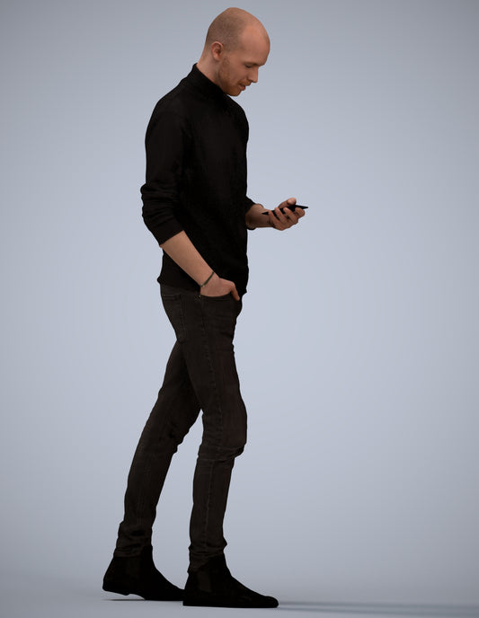 photogrammetry 3D man casual walking, realistic human model archviz FBX