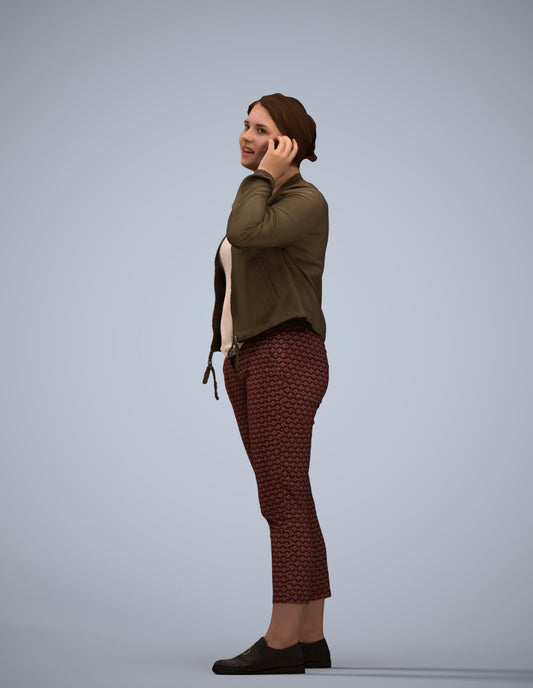 scanned 3D woman casual standing, photogrammetry people for Enscape and V-Ray