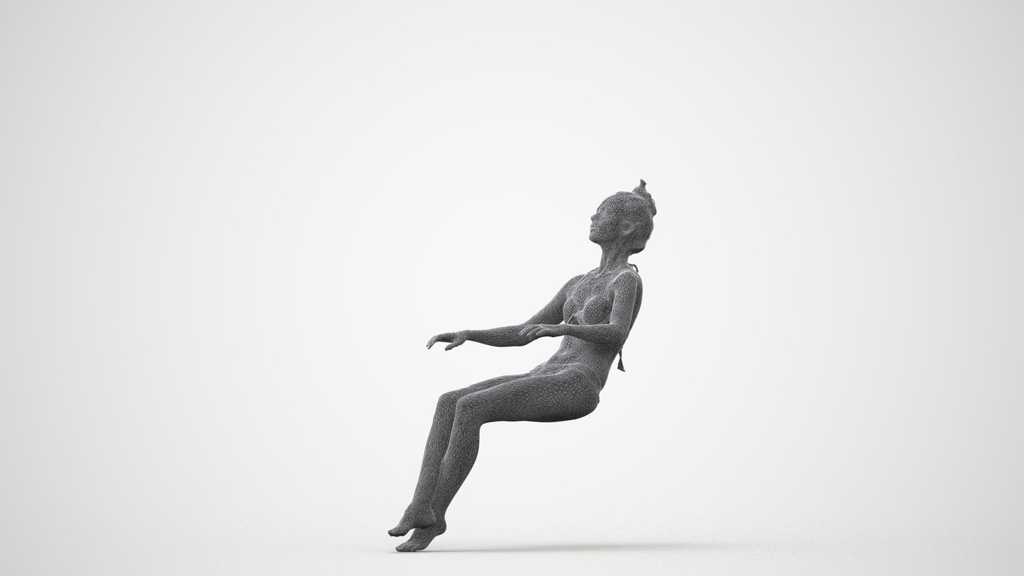 realistic 3D woman pool, scanned archviz people for Blender and 3ds Max, square thumbnail