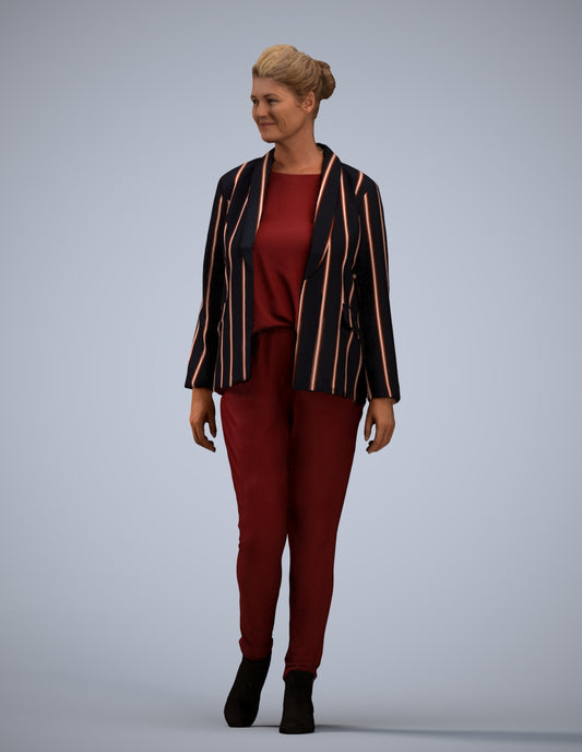 photogrammetry 3D woman business walking, realistic human model archviz FBX