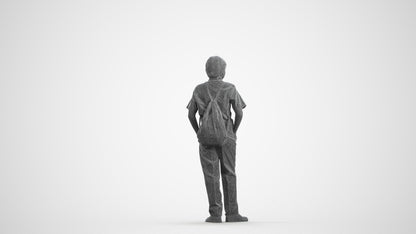 photogrammetry 3D boy kids, realistic human model archviz FBX, wireframe front view