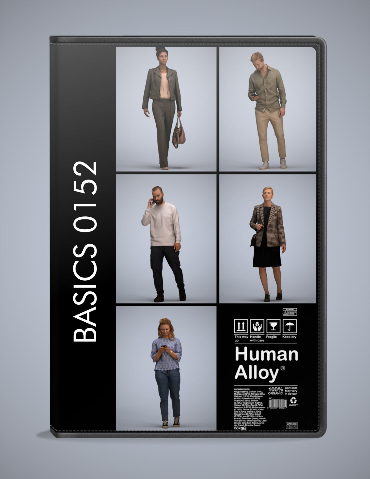 scanned 3D people walking collection, 5 photogrammetry models for Enscape and V-Ray