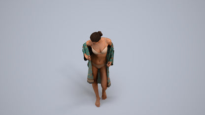 photogrammetry 3D woman bathroom, realistic human model archviz FBX, back view render