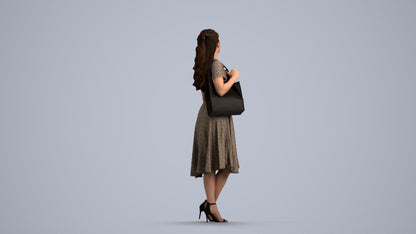 realistic 3D people woman casual standing, render-ready for V-Ray and Corona, FBX OBJ, front view render
