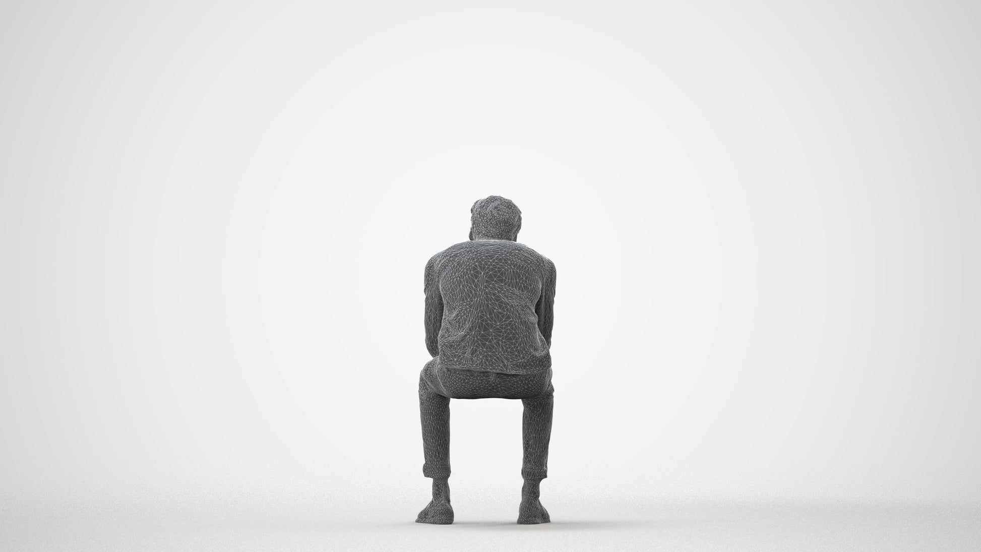 3D people model man casual sitting, scanned human for 3ds Max rendering, square thumbnail