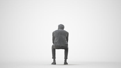 3D people model man casual sitting, scanned human for 3ds Max rendering, square thumbnail