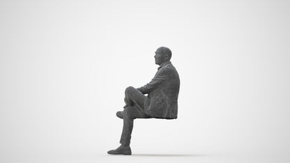 scanned 3D senior man business sitting, photogrammetry people for Enscape and V-Ray, square thumbnail