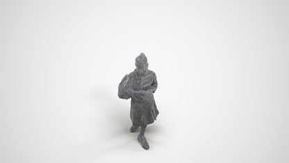 3D human model girl kids, photogrammetry scanned person for archviz, wireframe three-quarter view