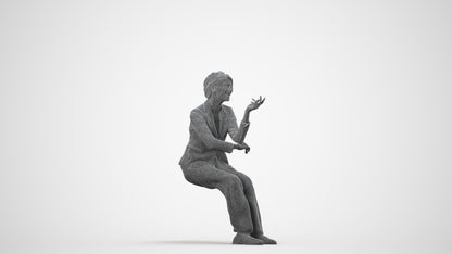3D scanned woman business, photorealistic archviz people for Enscape and SketchUp, wireframe side view