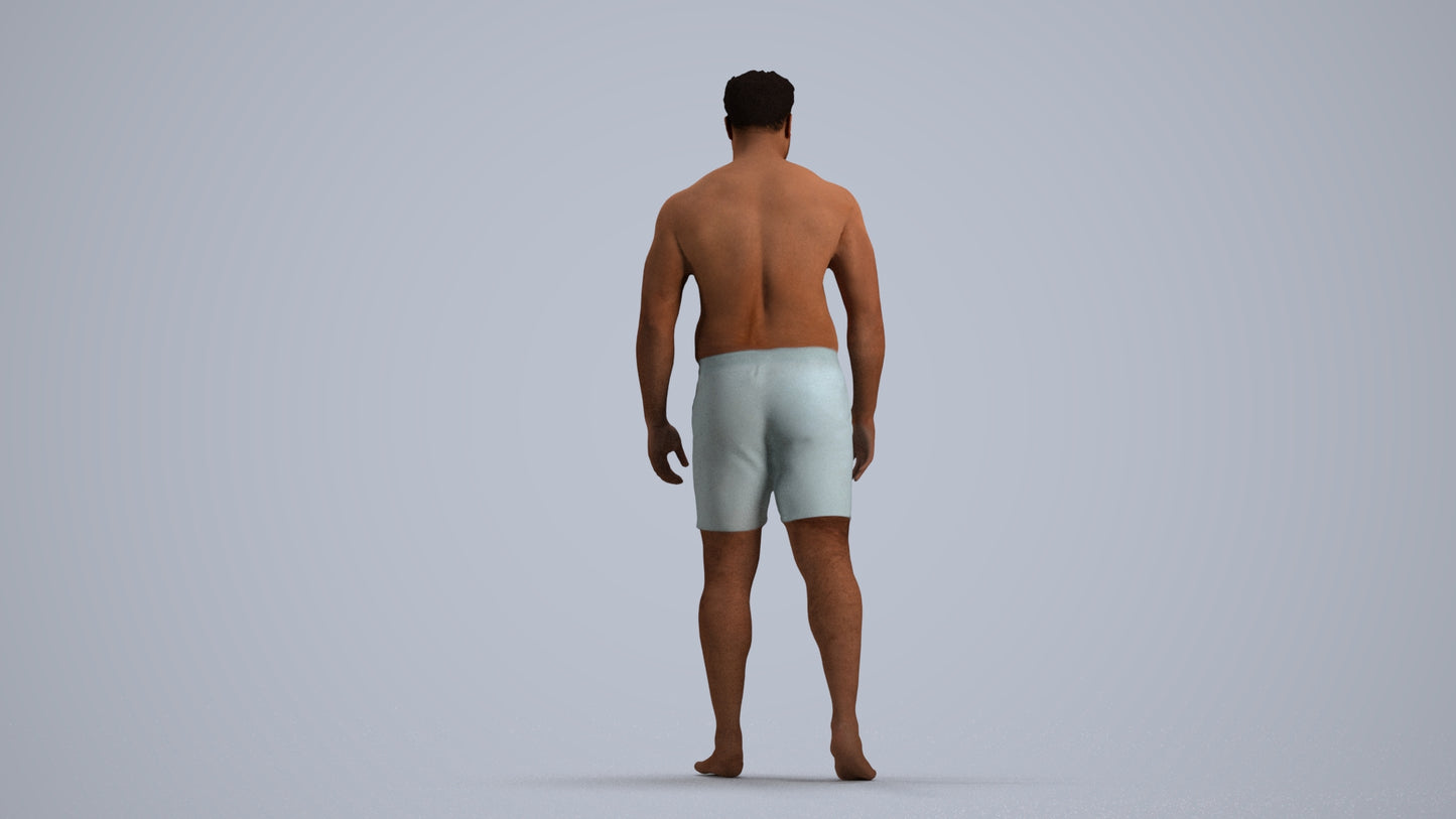 3D scanned man pool, photorealistic archviz people for Enscape and SketchUp, front view render