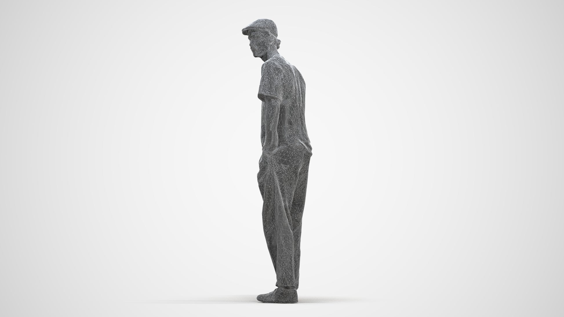 3D scanned man standing casual, photorealistic archviz people for Enscape and SketchUp, three-quarter front view render