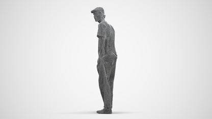3D scanned man standing casual, photorealistic archviz people for Enscape and SketchUp, three-quarter front view render